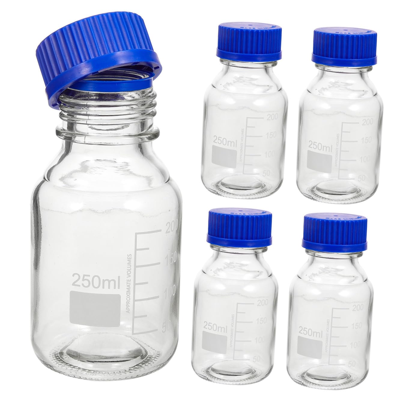Holibanna Flaconi Di Reagenti in Vetro Graduati Con Tappi a Vite Set Da 4 Pezzi Da 250ml Bottiglie Vuote Per Laboratori e Conservazione Design Anti-perdita e Graduato