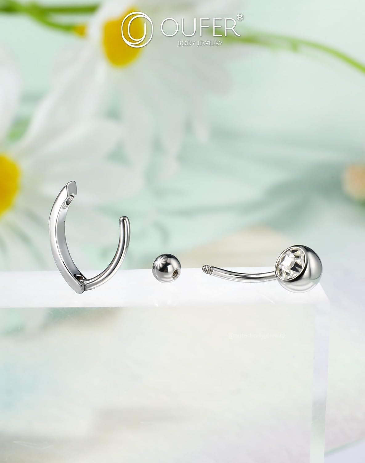 OUFER 5PCS Belly Button Rings, Cute Bow Flower Heart Dangle Navel Belly Piercing Jewelry, Clicker Navel Rings for Women Men, 14G Surgical Steel Dainty Dangly Dangling Body Piercing Jewelry - Image 8