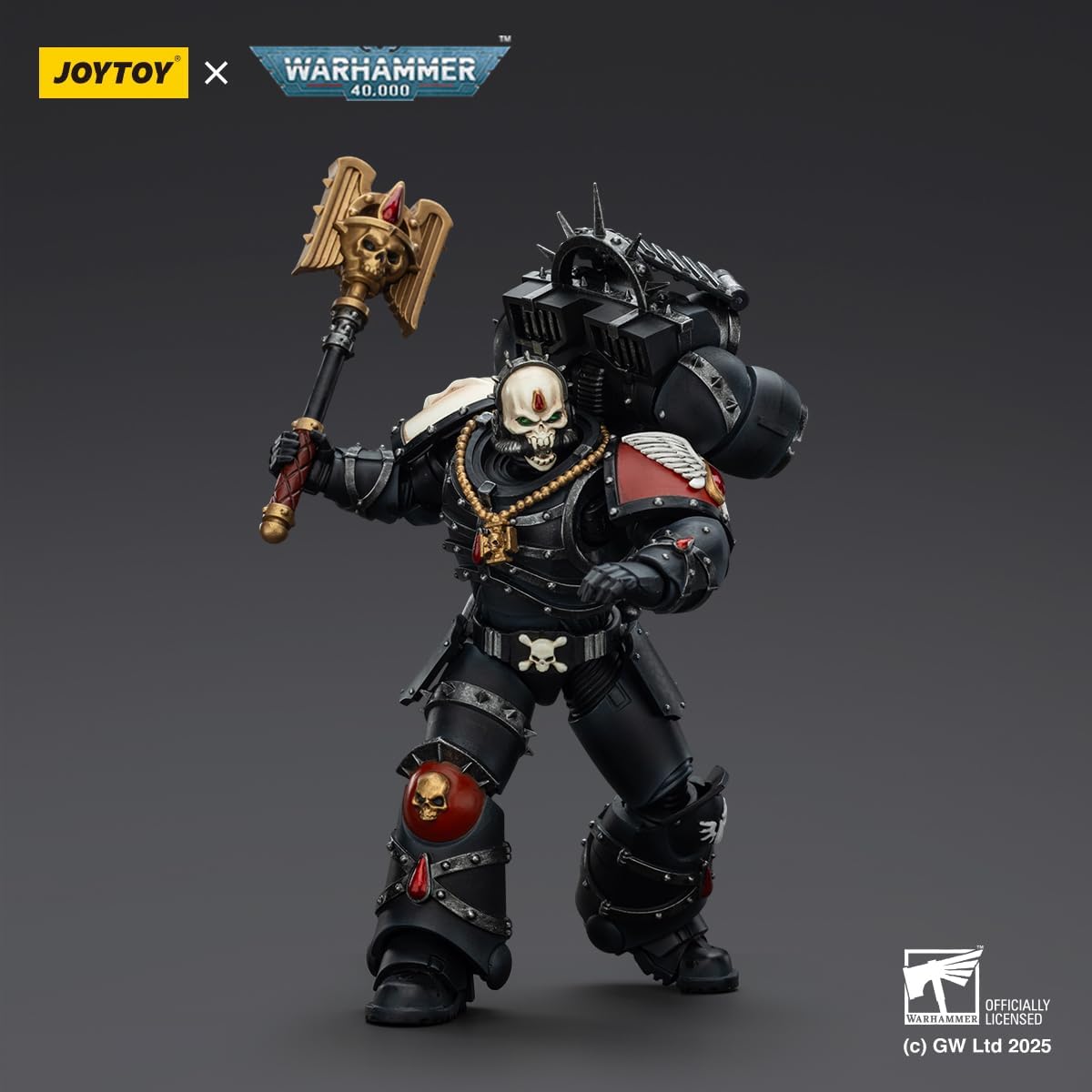 JOYTOY Warhammer 40K Blood Angels 1/18 Action Figures Blood Angels Lemartes with Jump Pack,Blood Crozius and Absolver Bolt Pistol Model Collection Lemartes