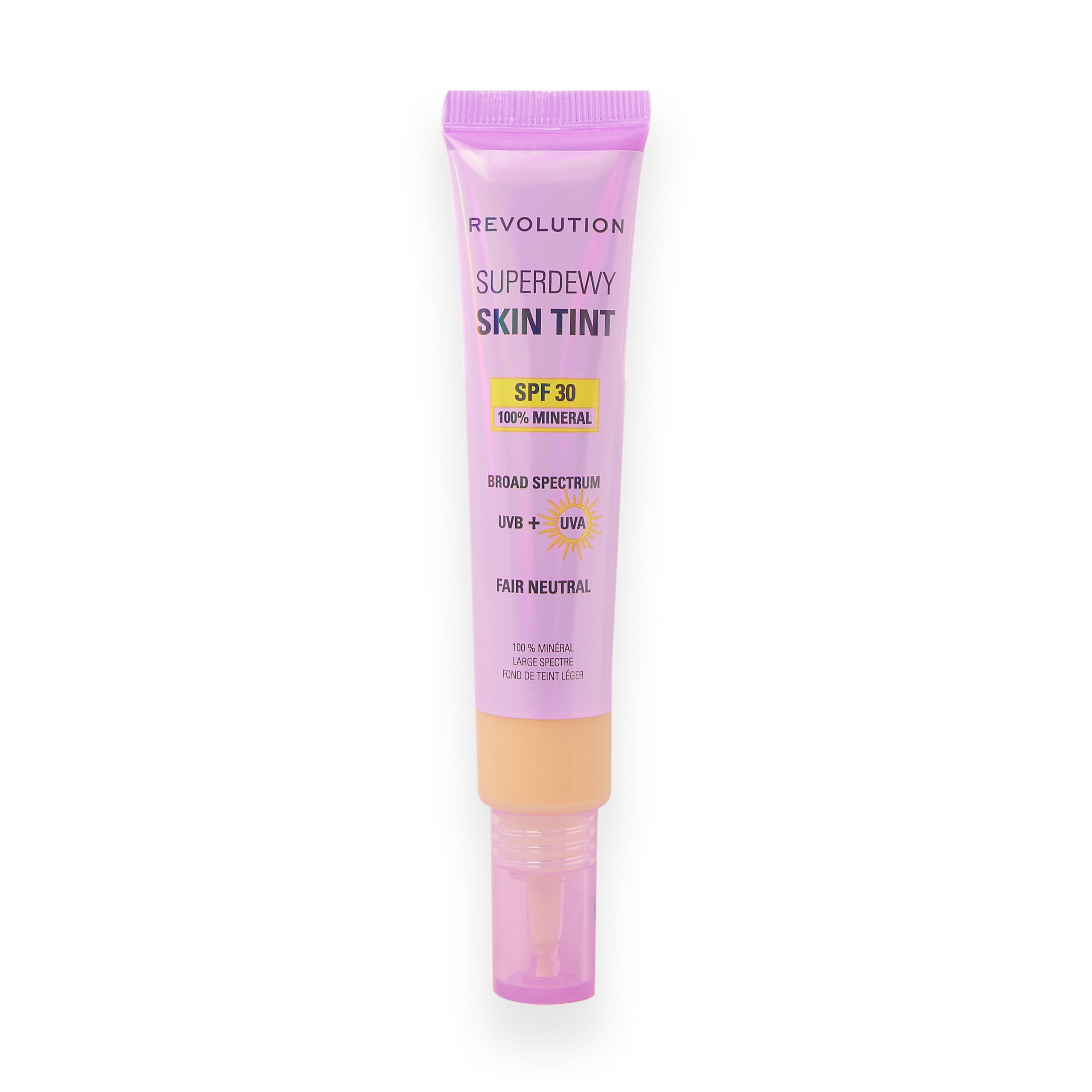 Revolution Superdewy SPF30 Skin Tint, Suitable for Sensitive & Acne-Prone Skin, Lightweight Buildable Formula, Vegan & Cruelty-Free, Fair Neutral, 28ml