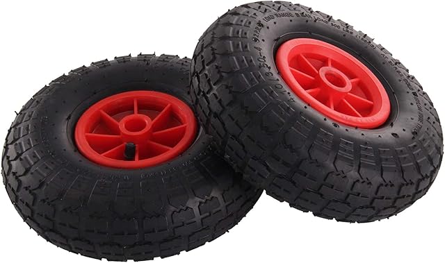 14"/ 35.56Cm Pneumatic 3.50-8 Wheelbarrow Wheel Pneumatic Sack Truck Trolley Wheel Puncture Proof Tyre Complete for Garden Trolley Barrow Trailer Truck Red & Black (2)