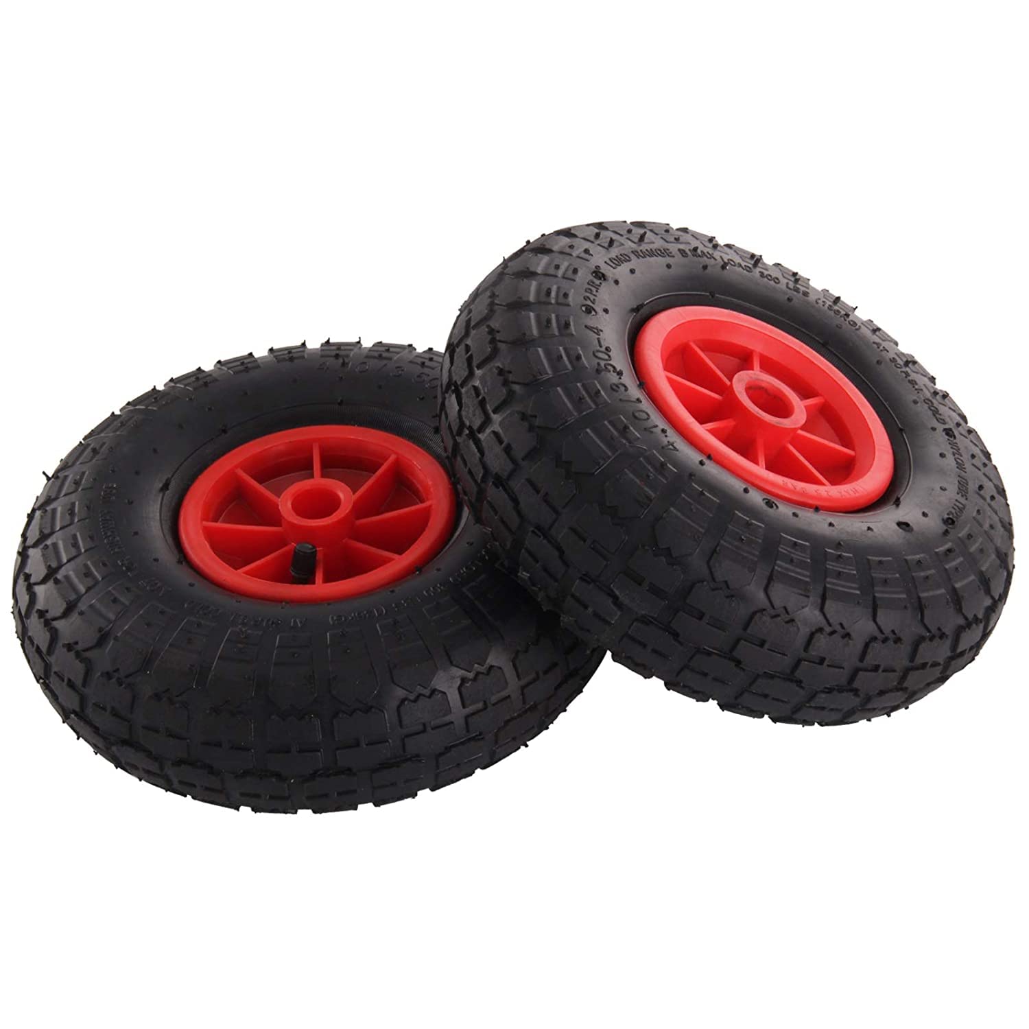 Bedding Home Red/ Black 14"/ 35.56Cm Pneumatic 3.50-8 Wheelbarrow Wheel Pneumatic Sack Truck Trolley Wheel Puncture Proof Tyre Complete For Garden Trolley Barrow Trailer Truck & (2)