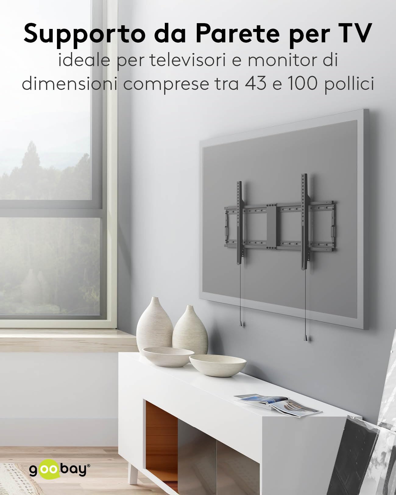 goobay Supporto TV Parete Fisso 43-100 Pollici Ultra-Piatto 29 mm VESA 600x400 70 kg