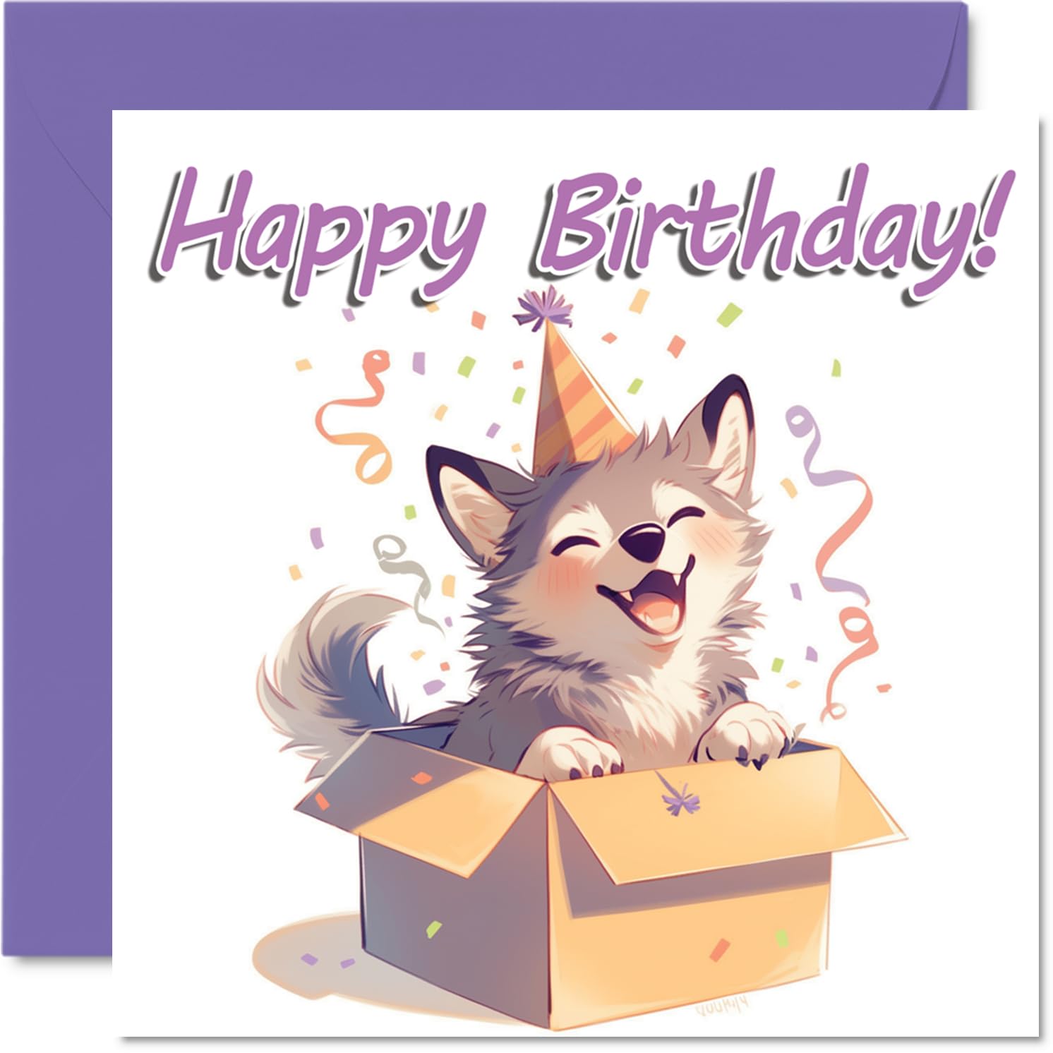 Wolf Birthday Cards - Animal Gifts - Happy Birthday Card for Son Daughter Brother Sister Grandson Granddaughter Niece Nephew Cousin, 145mm Bday Greeting Cards