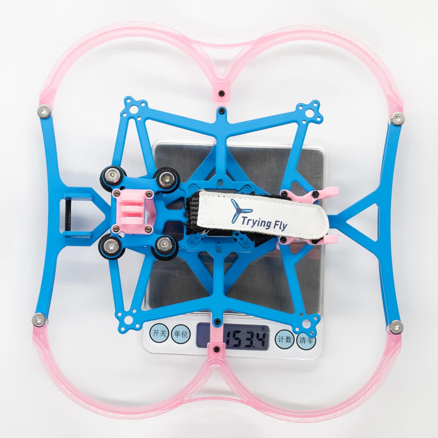 Trying Fly FPV Drone Frame, Freestyle Ccircle frame, 156mm Wheelbase Carbon Fiber, 3.5 inch 6mm Arms (Pink)