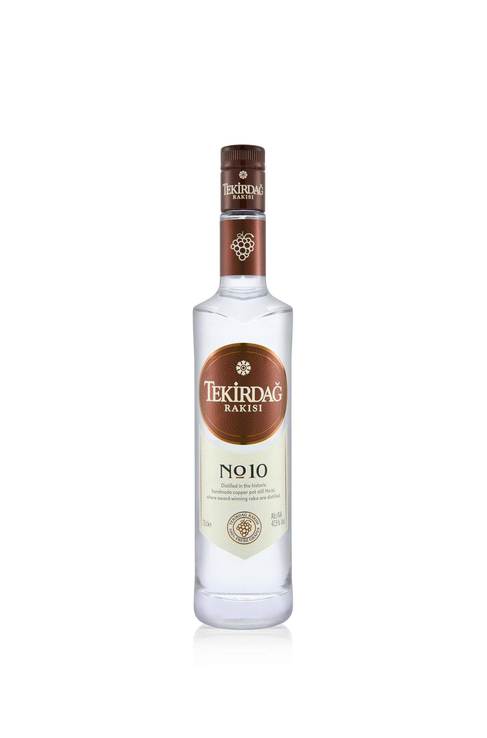 TEKIRDAG RAKISI No.10 - IN DEM HISTORISCHEN UND HANDGEFERTIGTEN KUPFERKESSEL “No. 10” HERGESTELLT - 1x0,7l Raki mit 47,5% vol. - Hergestellt in der Türkei