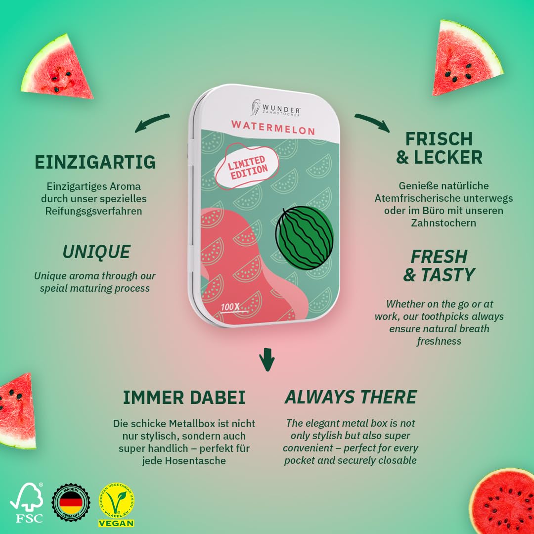 Stuzzicadenti Aromatizzati Wunder - 8 Gusti Rinfrescanti, 100 Pezzi In Latta, Contro L'Alitosi - Foto 2