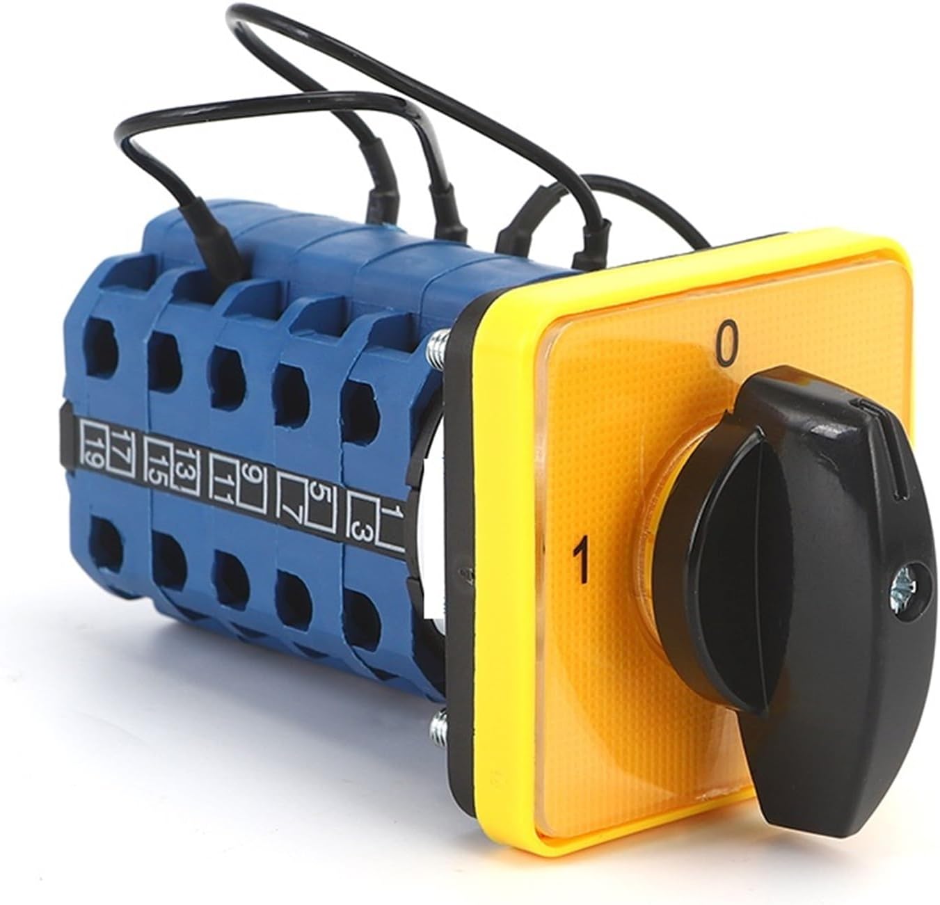SZW26/LW26-20 D307.5GL 20A 5 Poles Equipment Transfer Manual Selector 3 Positions 1-0-2 Cam Switch 48x48mm Yellow Panel