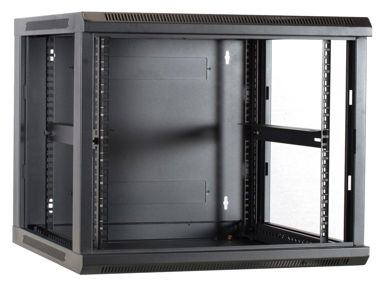 Szafka ścienna 9U - zestaw - z drzwiami szklanymi - 600x600x500 mm - Czarny