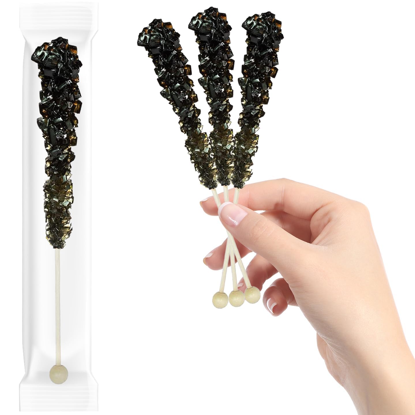 Fruidles Black Cherry Rock Candy Lollipops Pops Candy Suckers, Color and Flavor Assortment, Individually Wrapped, 6.5" (24-Pack)