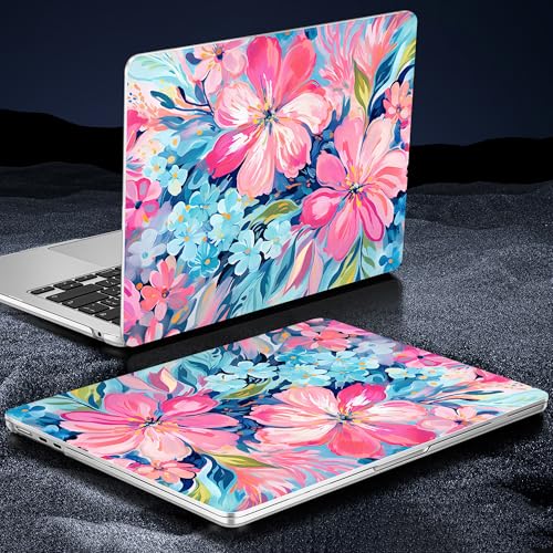 Image of Mektron Case for 2026 MacBook Air 13-inch M5 Laptop A3449 with 13.6-inch Liquid Retina Display, 2025 2024 2022 M4 /M3 /M2 MacBook Air 13 inch Hard Shell Cover, Model A3240 A3113 A2681, Hand-Painted Flowers