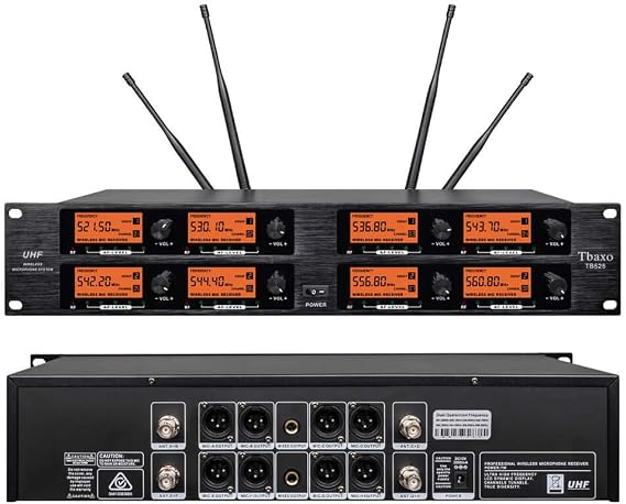 Wireless Microphone System Pro Audio 8 Channel UHF 8 Lavalier Bodypacks 8 Lapel Mic 8 Headsets for Karaoke System Meeting Church Speaking Conference Wedding Party Frequency B