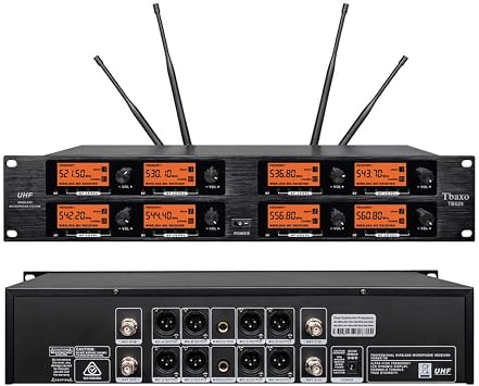 Wireless Microphone System Pro Audio 8 Channel UHF 8 Lavalier Bodypacks 8 Lapel Mic 8 Headsets for Karaoke System Meeting Church Speaking Conference Wedding Party Frequency B