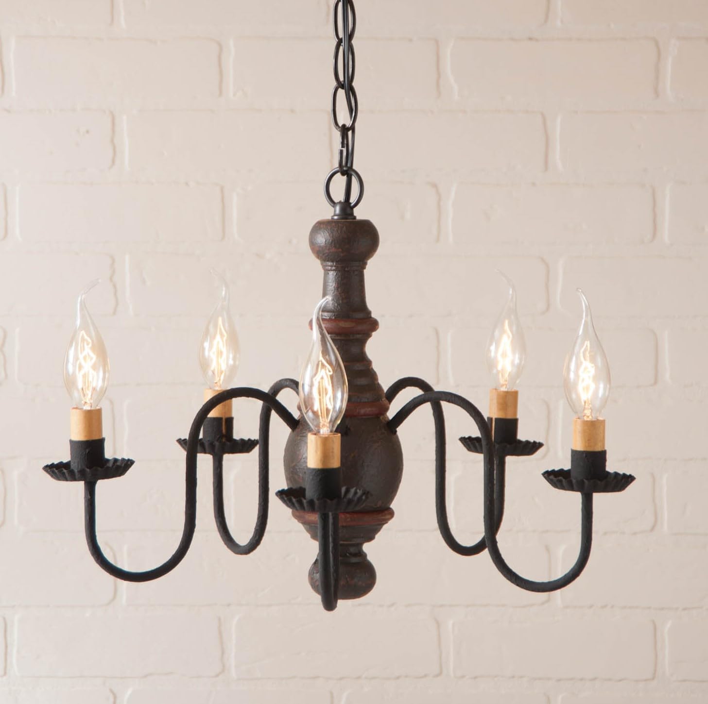 Irvins Country Tinware Lancaster Chandelier in Espresso with Salem Brick