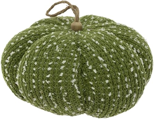 Boston International Calabaza de tela para otoño, cosecha de Acción de Gracias, decoración de mesa, mediano, moteado verde