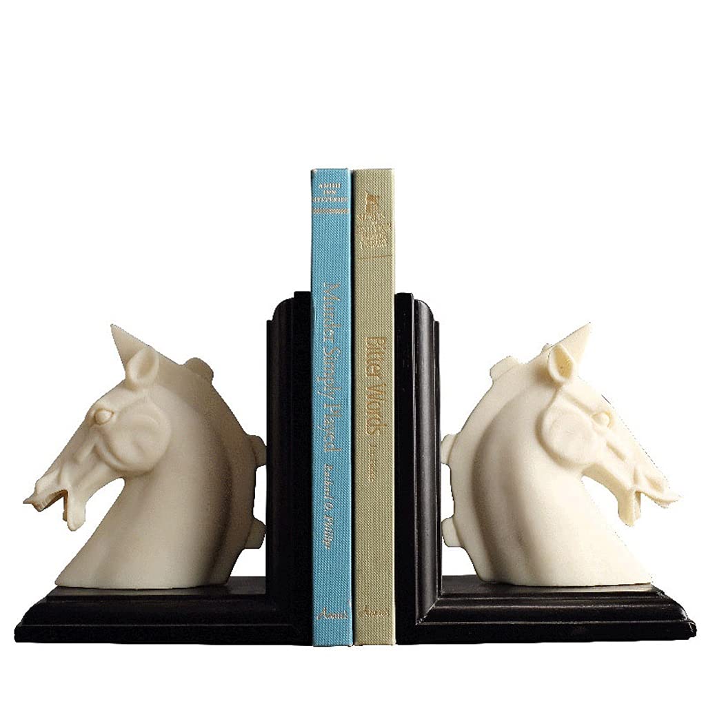 Sujetalibros creativos con Cabeza de Caballo, figuritas Decorativas para el hogar, librería, Soporte para Libros de exhibición de Oficina, figuritas de Color Jade Blanco Antiguo