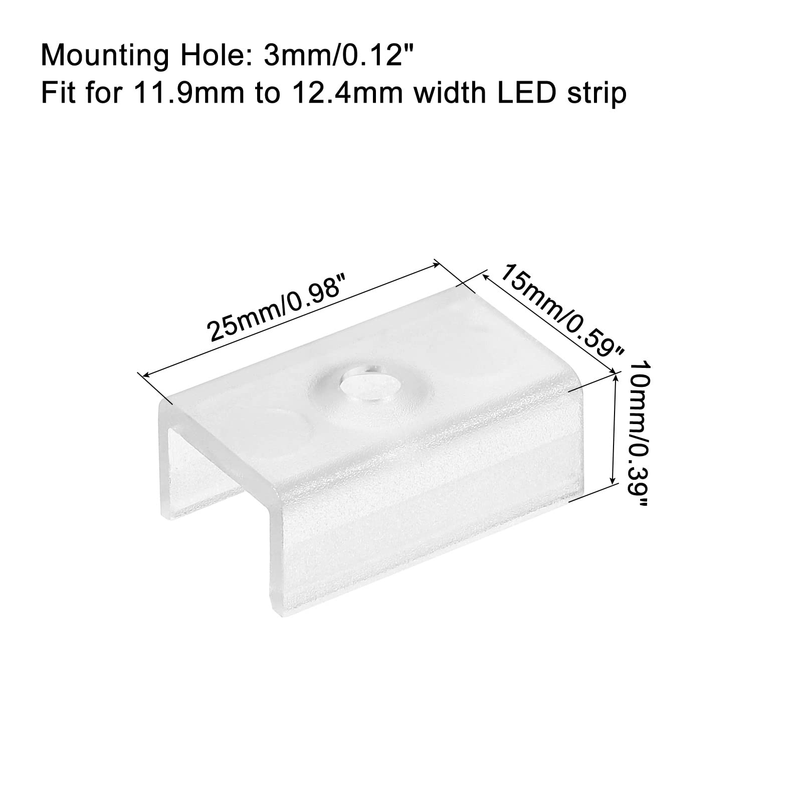 MECCANIXITY Rope Light Mounting Clips, 50 Pack Wall Channel Mounting Holder Accessories for 11.9mm to 12.4mm Waterproof LED Strip, Translucent — Amazon image 2