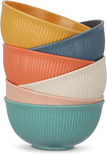 Phyllia Juego de 6 cuencos irrompibles para cereales de 22 onzas, cuencos de plástico aptos para microondas y lavavajillas, cuencos de sopa ligeros