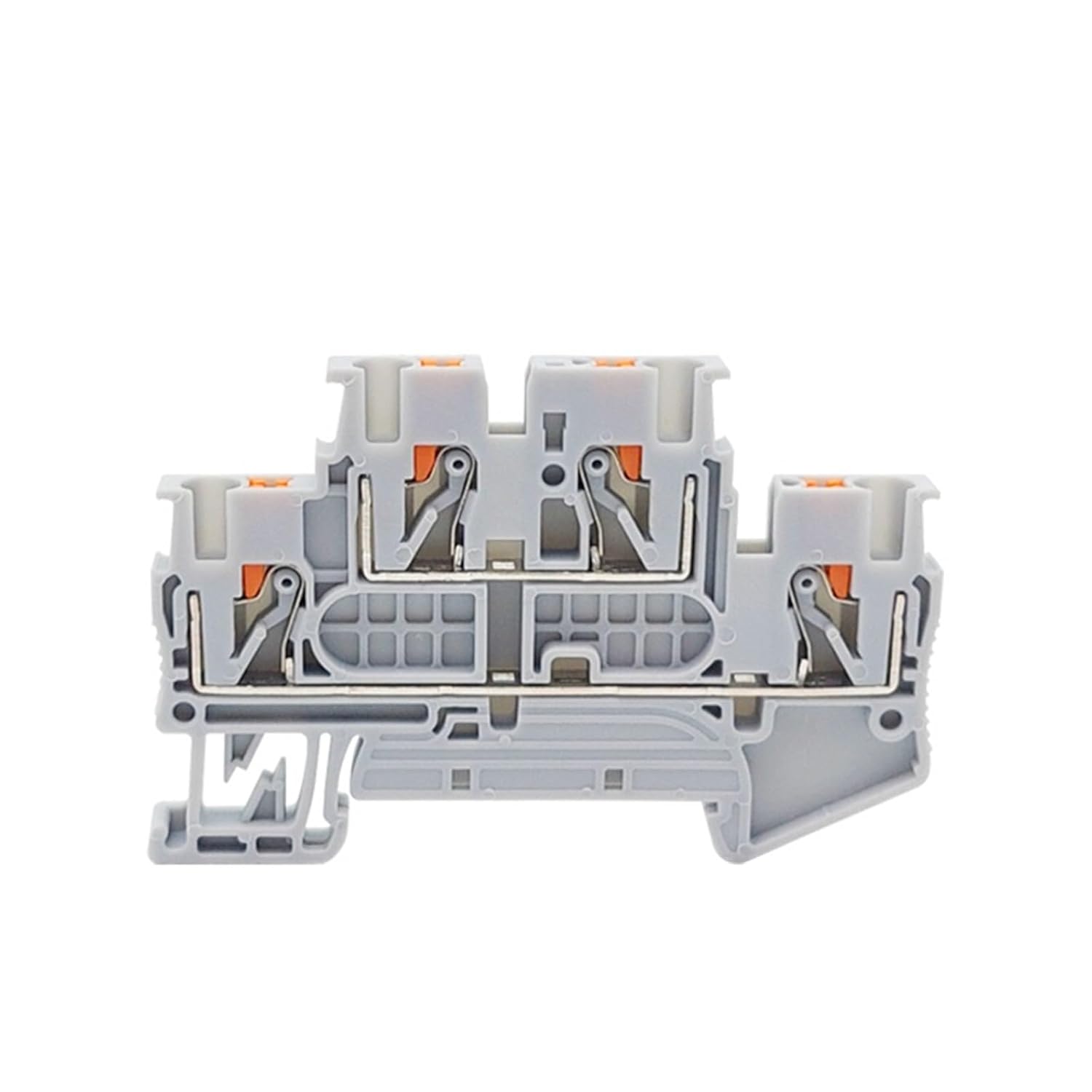 10Pcs PTTB2.5 Double-Level Terminal Block Push-in Connection Din Rail Mounting 2.5mm² Two-Layer Wire Connector PTTB 2.5(PTTB2.5-Gray)