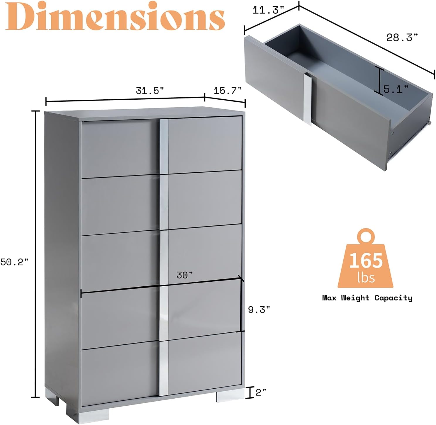 Dresser dimensions diagram