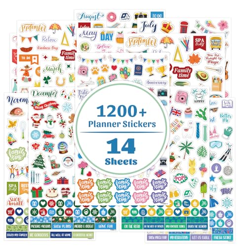 Planner Stickers - 12 Months & 14 Sheets Journal Stickers