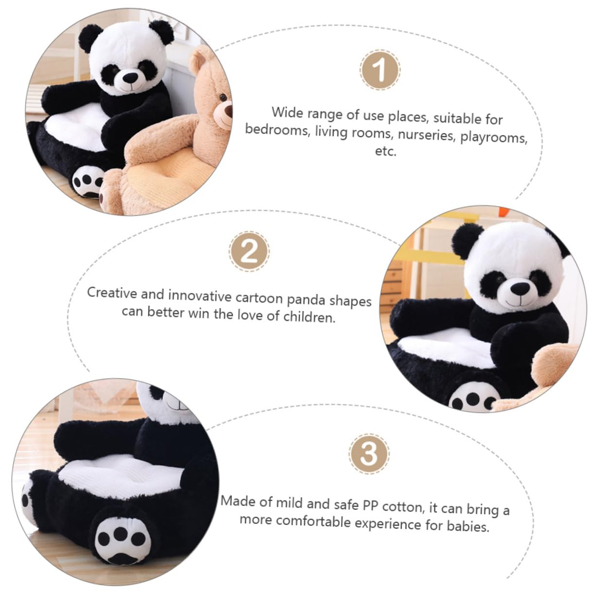 ABOOFAN 1Pc Adorable Panda Shaped Sofa Seat Cute Cartoon Cushion for Comfortable Support Seat for Home Use for Playtime and Relaxation