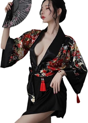 Womens Japanese Kimono Sexy Traditional Robe Lingerie Yukata Ladies Costumes Pajamas