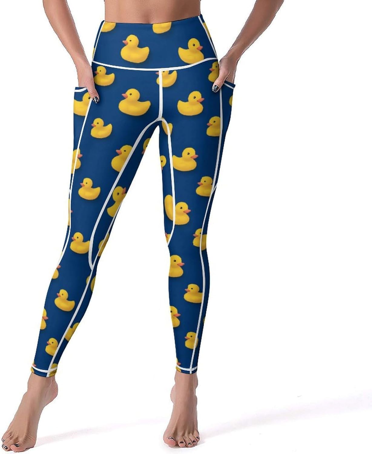 Yellow Rubber Duck Cute Women's Yoga Pants High Waist Lounge Leggings with Pockets Soft Workout Pants