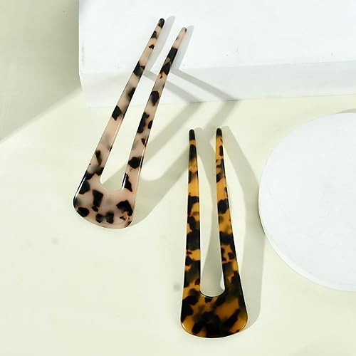 Miniatura 6 de Horquillas francesas para el cabello, con forma de U, 2 puntas de acetato para mujer, accesorios de peinado, paquete de 2