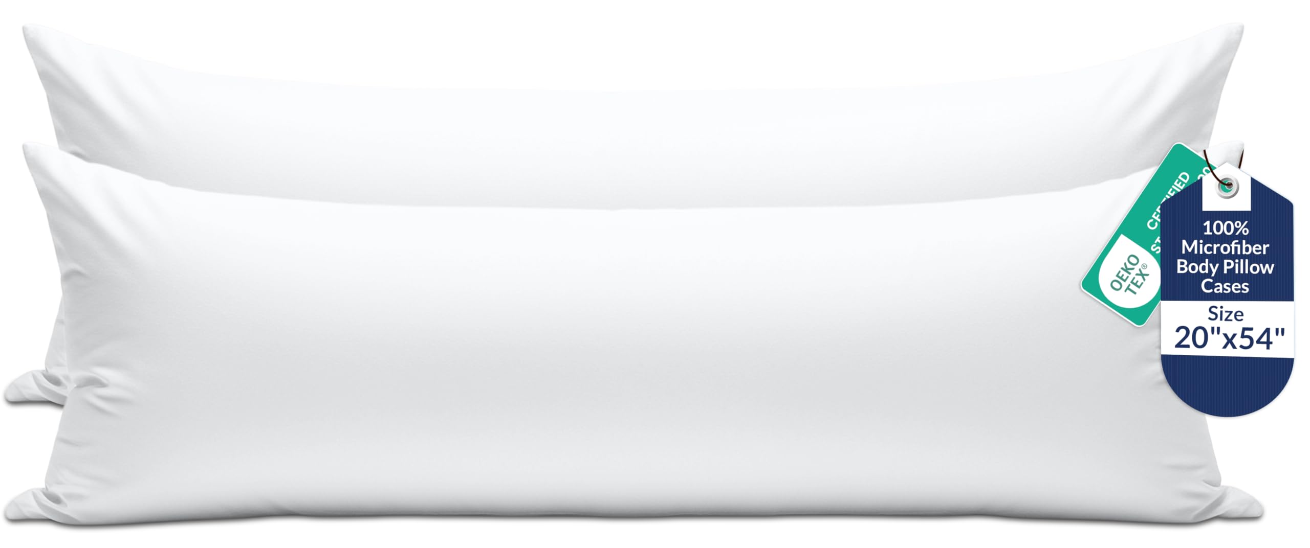 ROYALE LINENS Microfiber Body Pillow Cover with Zipper, 20x54 Inches- White