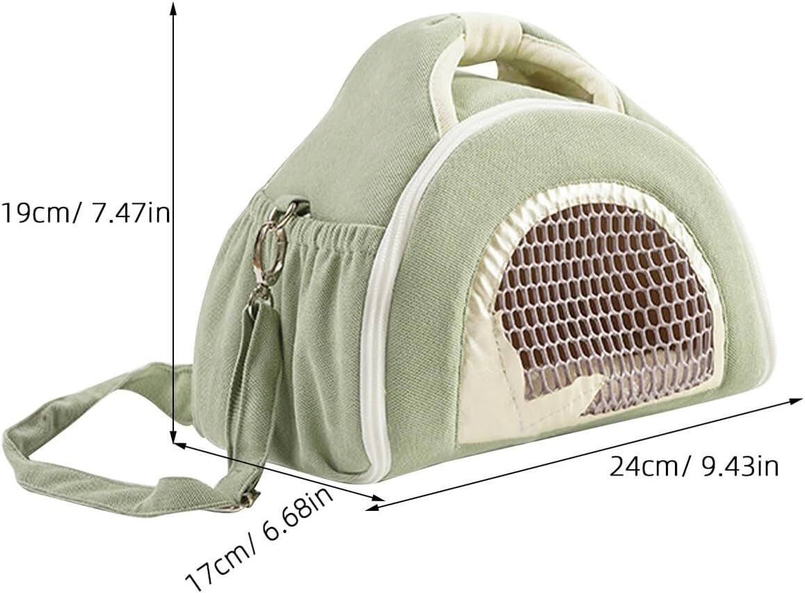 Abaodam Breathable Pet Carrier Bag for Small Animals, Outdoor Portable Hamster and Sugar Glider Carrier, Lightweight Crossbody Pet Travel Pouch with Anti-Lost Design, Green