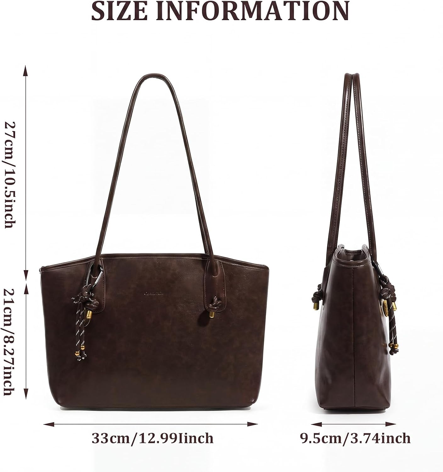 Shoulder Bag for Women Brown Purse Vintage Leather Shoulder Handbag Trendy Everyday Purse with Pendant image 5