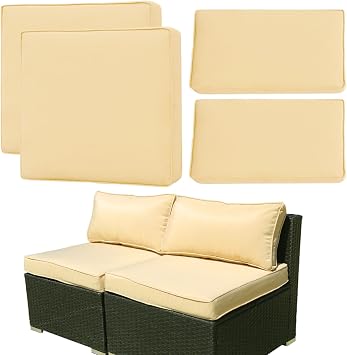 4Pcs Patio Cushion Covers Replacement,Outdoor Patio Seat Cushion Covers Furniture Sofa Covers,Waterproof Back Cushion Slipcovers Washable Pillow Cover with Zipper(25253.15 inches,Beige)
