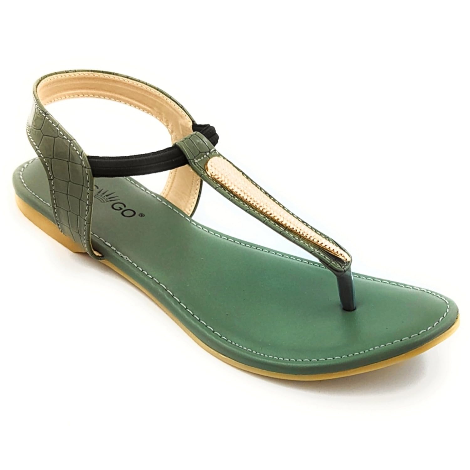 LEGS GO Green Stylish Black Straps Sandals for women and girls, Casual and Ethnic Wear | Green color with black Straps | Size - 6 (B0B96X634D) Amazon Price History, Amazon Price Tracker