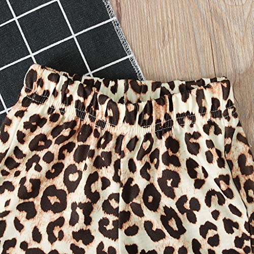 TEVEQ Infant Baby Girl Set Letter Tops Romper Leopard Flared Pants Clothes Set Green