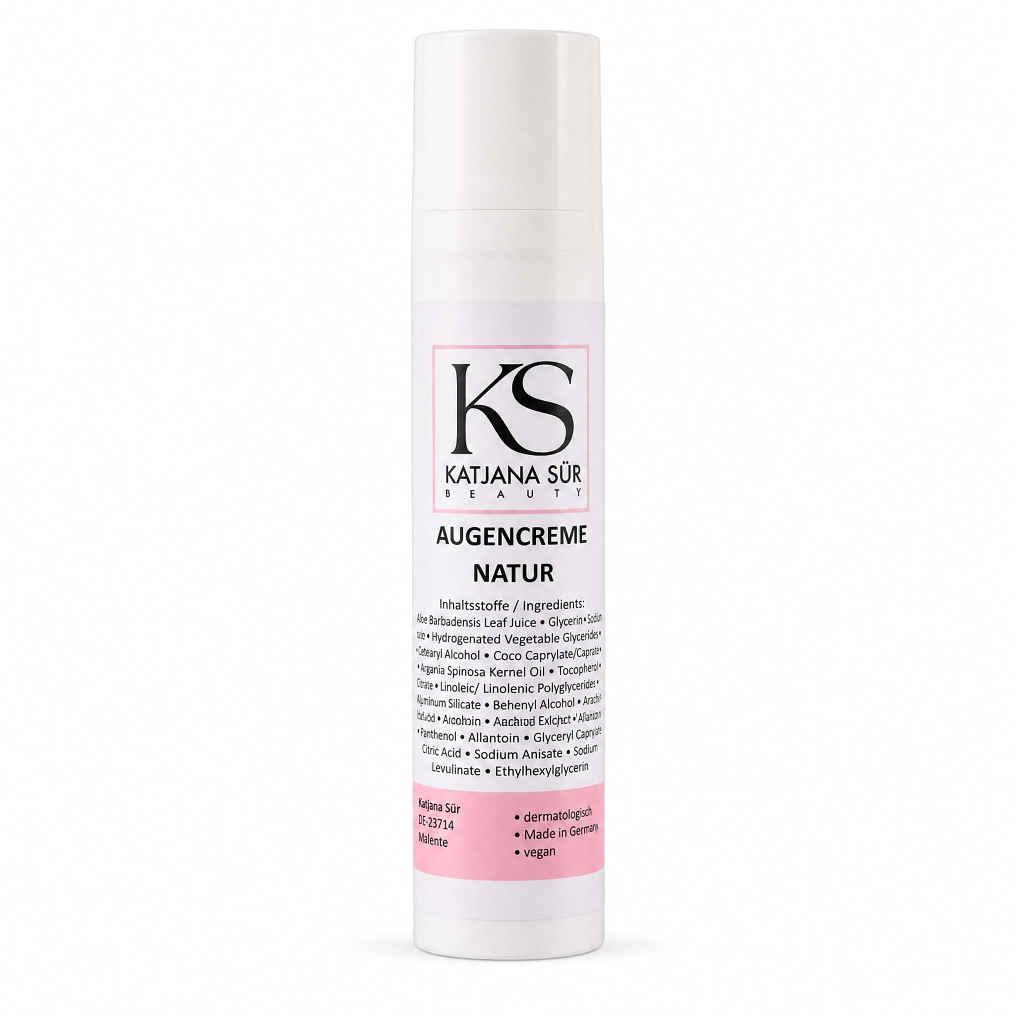 KS Beauty Augencreme Natur – Augenpflege mit Aloe Vera, Arganöl, Kornblumenextrakt, Glycerin & Vitamin E (100 ml)