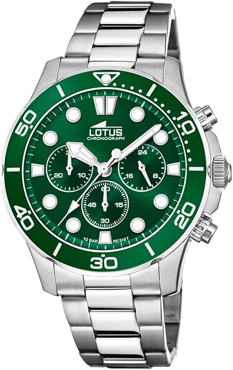LOTUS Reloj Hombre Analógico de Acero Inoxidable 316l Plateado - Movimiento de Cuarzo - Cronógrafo - Cristal Mineral de Alta Resistencia - Resistente al Agua 10 ATM 18756/2 Excellent oferta Amazon