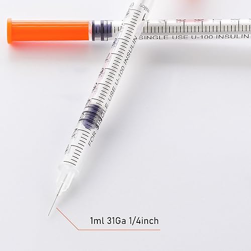 Miniatura 4 de U-100 31G 1cc 14 pulgada (0.236 in) jeringas, envueltas individualmente, paquete de 20
