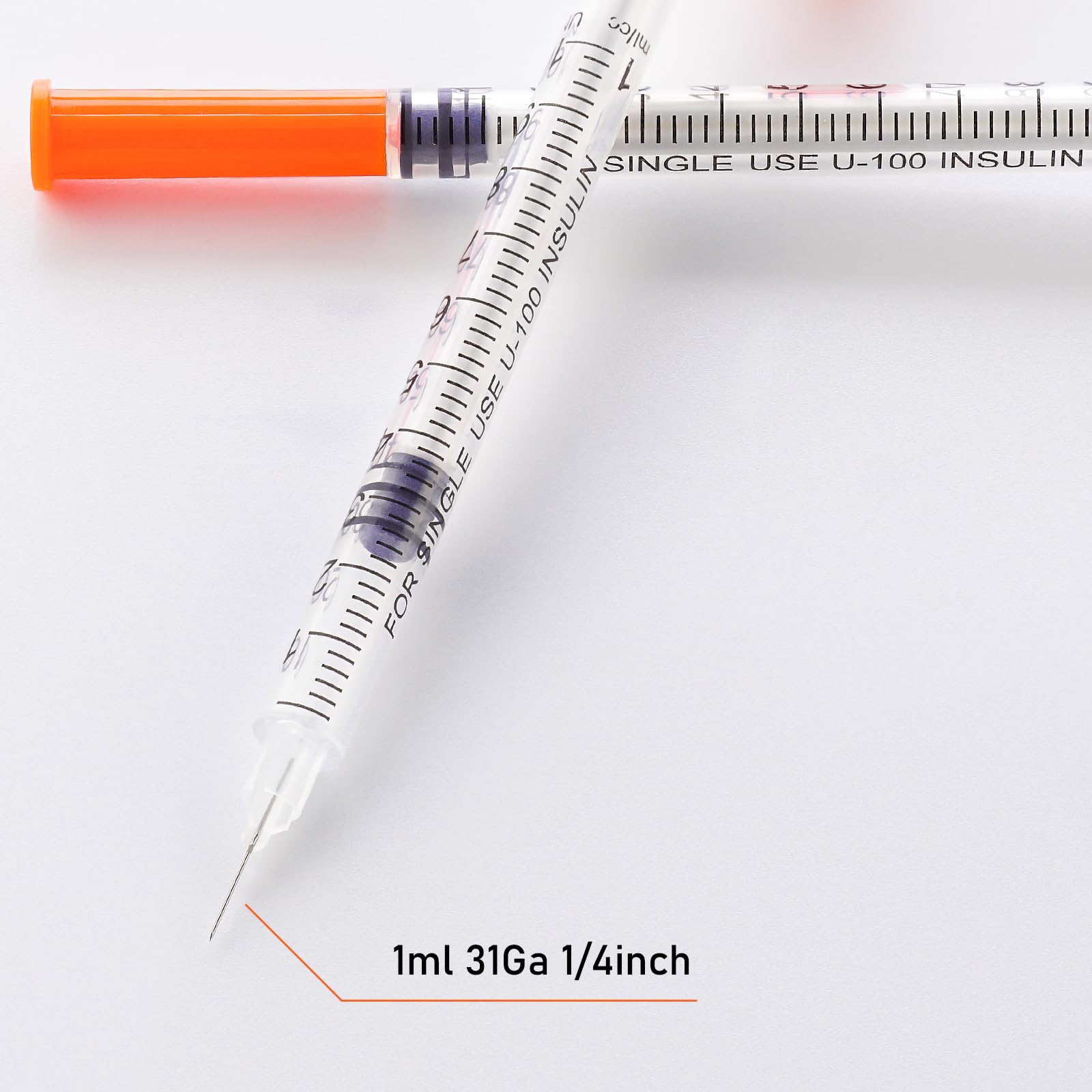 31G 1cc 1/4 Inch (6mm) Syringe, U-100 Syringe with Needle, Individually Wrapped, Pack of 100 — Amazon image 4