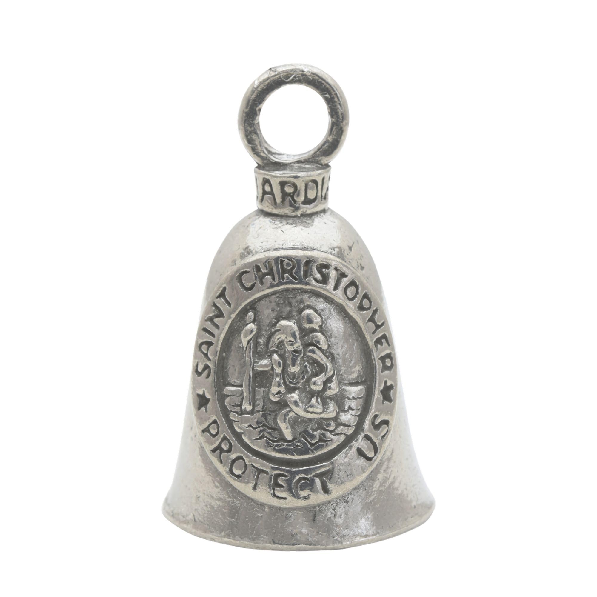 Guardian Bell Religious Good Luck Bell w/Keyring & Black Velvet Gift Bag | Motorcycle Bell | Lead-Free Pewter | Made in USA
