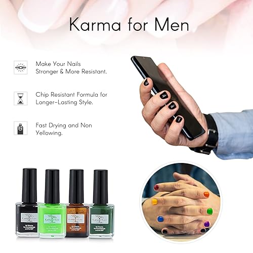 Miniatura 5 de karma organic Tratamiento natural de uñas  Arte de uñas no tóxico, vegano y libre de crueldad animal para hombres (5 capas superiores de secado