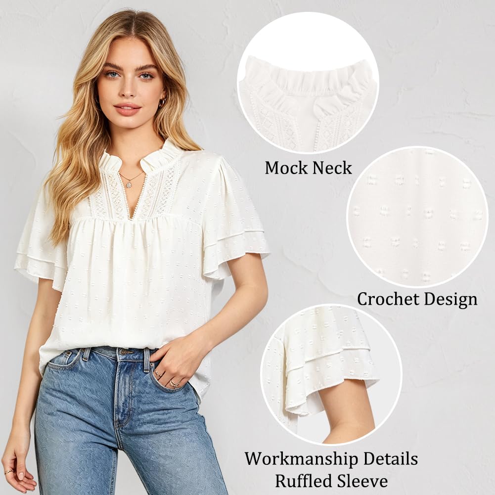 Boho zwiewne bluzki damskie z długim rękawem dekolt w serek elegancka koronkowa bluzka z falbankami do noszenia na co dzień przez cały sezon, damskie bluzki do legginsów koszulki na co dzień
