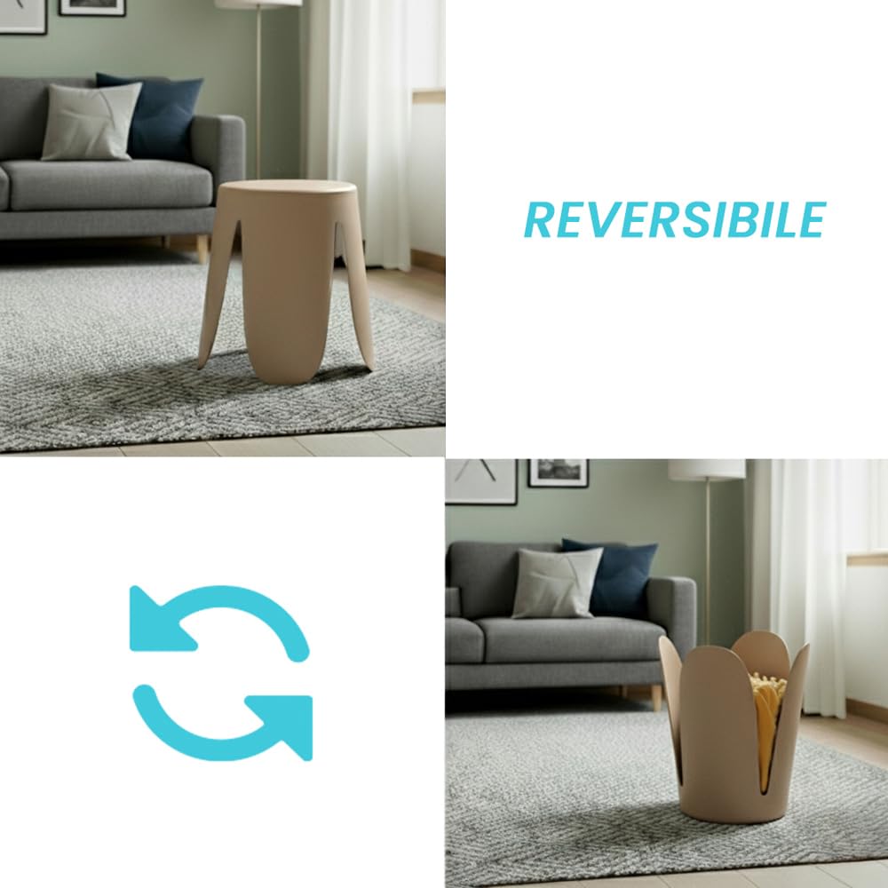 Inbagno Sgabello Bagno Moderno E Contenitore Multiuso Beige Opaco – Seduta Imbottita In Poliuretano E Piedini Antiscivolo – Linea Flores