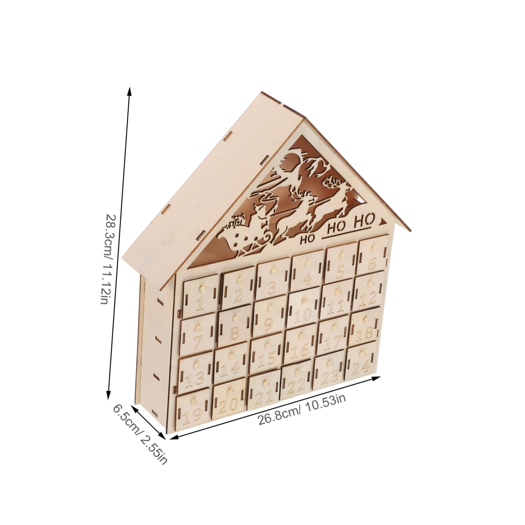 Zerodeko 24cassetto Calendario Avvento in Legno Illuminazione LED per Conto alla Rovescia Natalizio Decorazione da Riutilizzabile