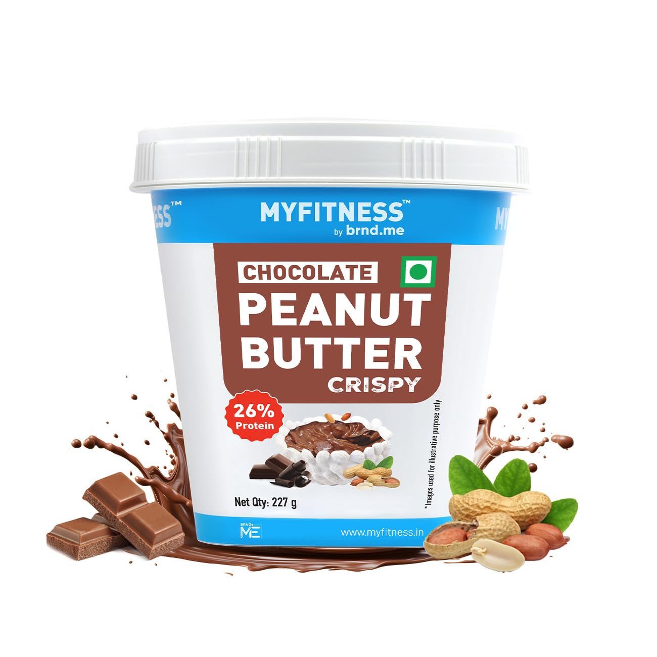 MYFITNESS Peanut Butter Chocolate Spread Crispy 227g | 21g Protein & 8g Fiber | Healthier Nut Butter Spread for Breakfast, Snacks & Bread Treats | Cholesterol Free | Zero Trans Fat | Pure Roasted Nuts
