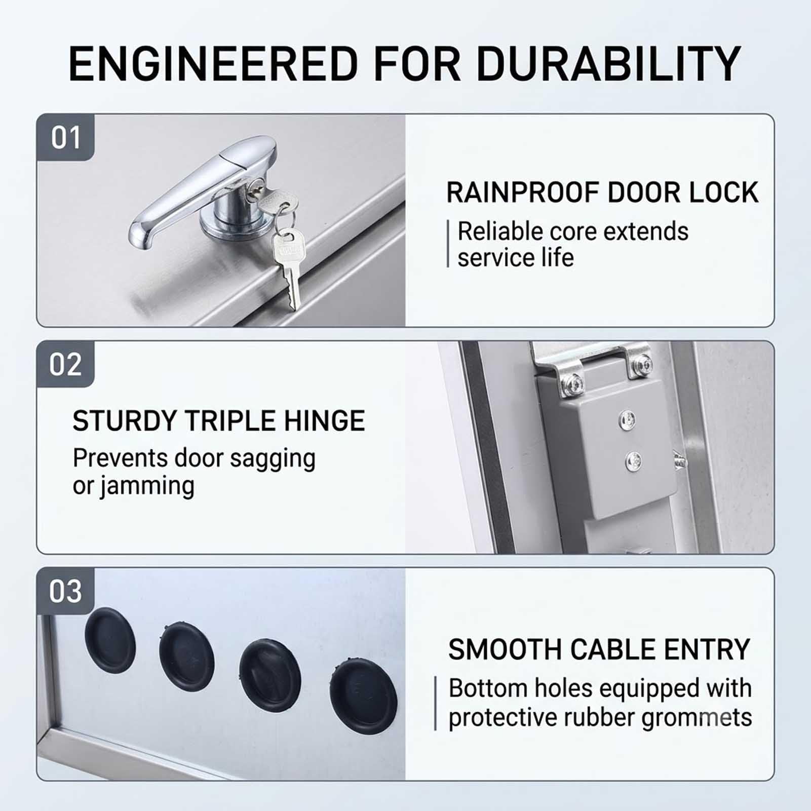 Armario Eléctrico Exterior Acero Inoxidable 304 Cuadro Distribución Impermeable Caja Conexiones Bisagra Uso Industrial Comercial(80X60X20cm)