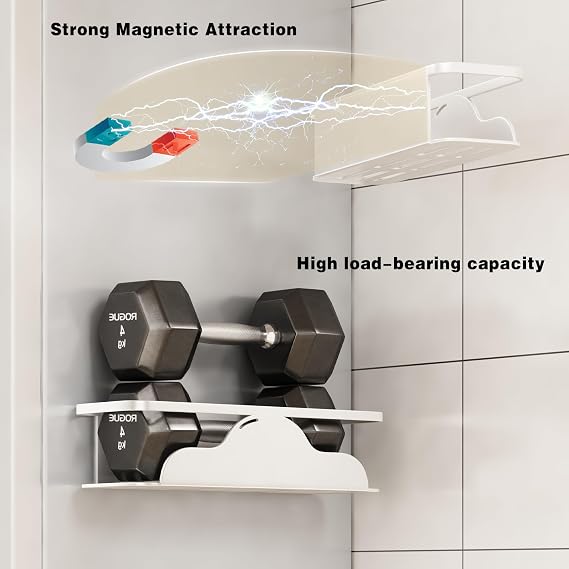 VOLPONE 4 Pack Magnetic Spice Rack for Refrigerator Metal Magnetic Shelf for Fridge and Magnetic Pen Holder Heavy Duty Fridge Magnet Organizer White
