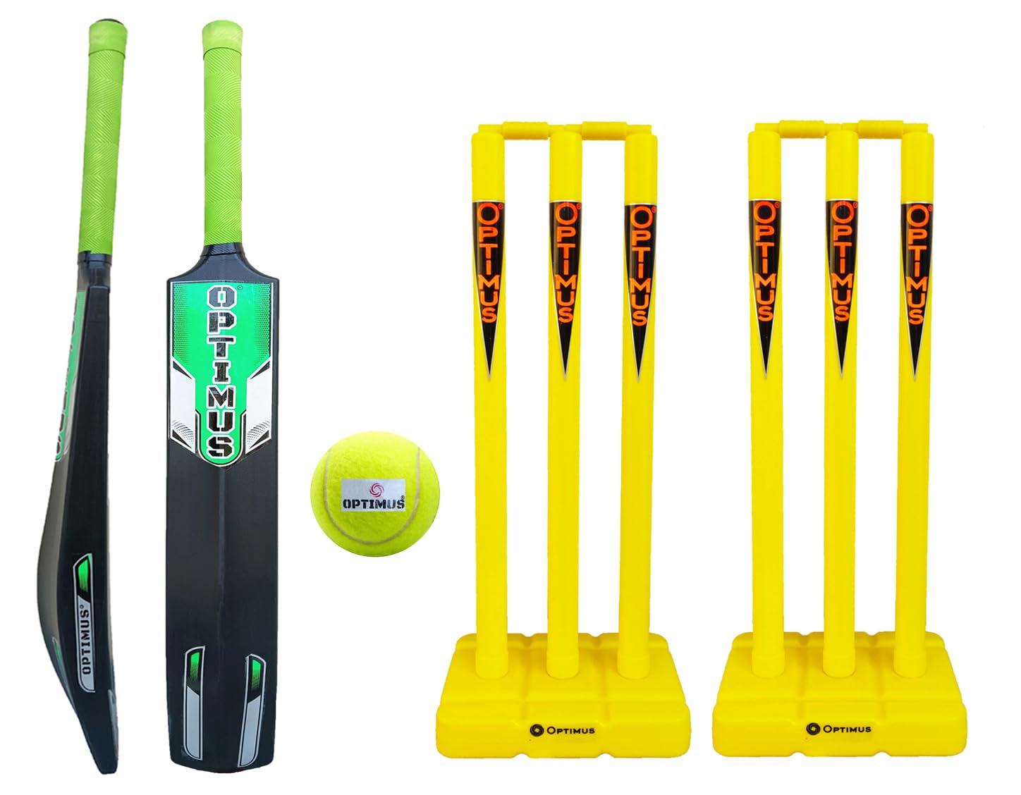 Optimus® Cricket Kit Combo Set - 1 Plastic Bat 4 No. - 5 to 6 Yrs Age, 1 Cricket Tennis Ball, 24 Inch Plastic Stump Set 6 Pcs 4 Bails with 2 Base - Green Alpha B (B0CL79VPDM) Amazon Price History, Amazon Price Tracker