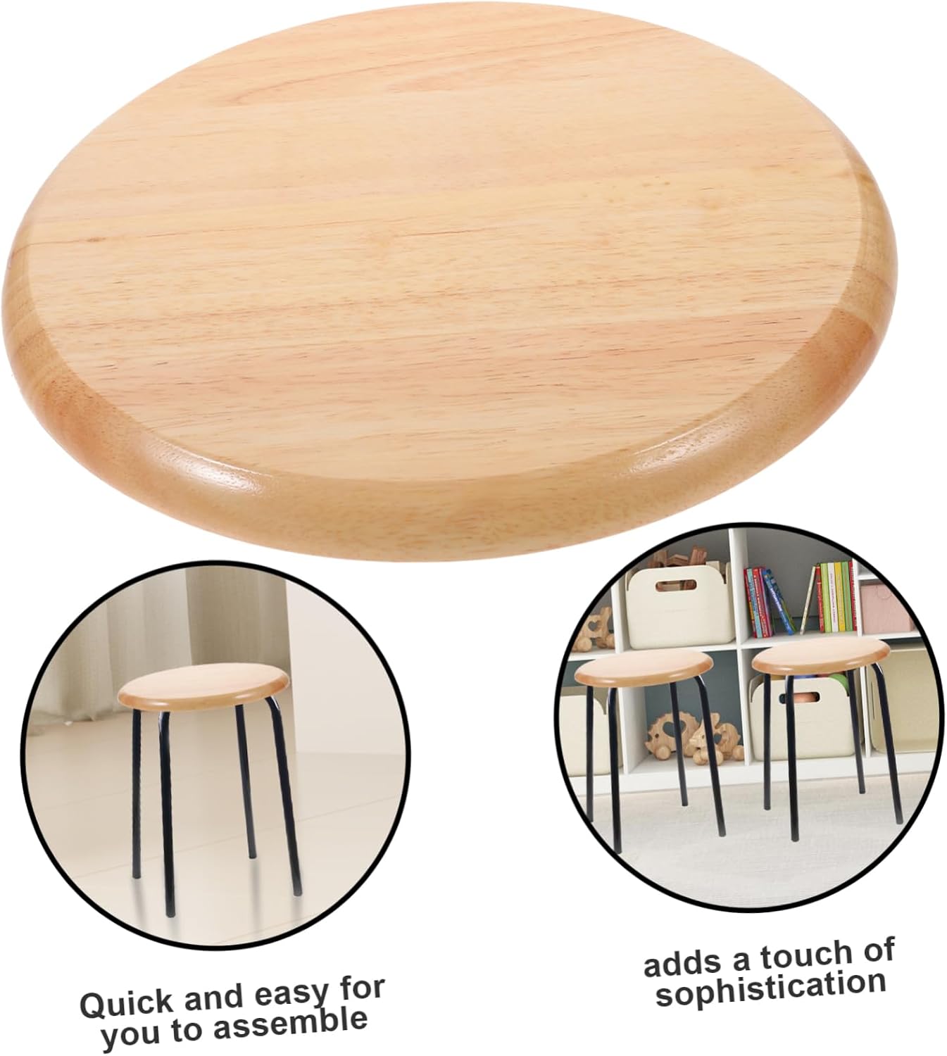 Wooden Stool Round Chair Replacement Seat Bar Stool Repair Part Easy to Use