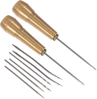GLSTOY 2 Sets Shoes Repair Awls Sewing Tools with Brass Handles for Leather Repair and Drilling for Hand Stitching and Crafting